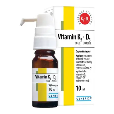 Vitamin K2 90mcg + D3 2000 I.U.kapky 10ml Generica