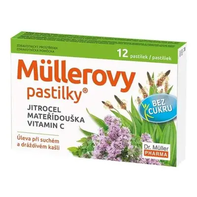 Müllerovy pastilky s jitrocelem a mateřídouškou bez cukru 12ks