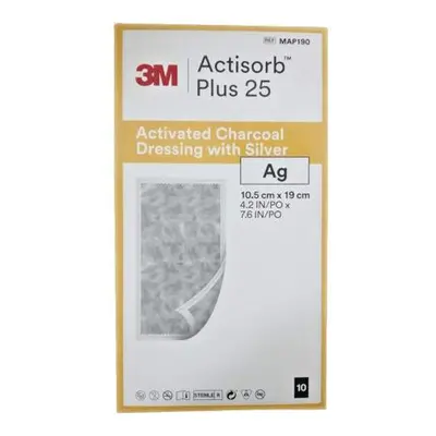 ACTISORB PLUS 25 KRYTÍ S AKTIVNÍM UHLÍM A STŘÍBREM 19,0X10,5CM, 10 KS V BALENÍ