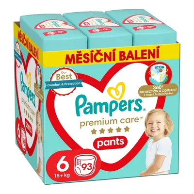 Pampers Premium Care kalhotkové plenky velikost 6 15+kg měsíční balení 93 ks