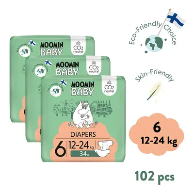 Moomin Baby 6 Maxi 12-24kg eko plenky 3x34ks