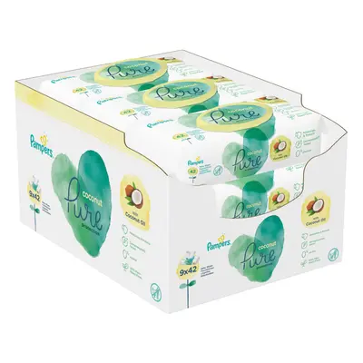 Pampers Coconut Dětské čistící ubrousky 9x42ks