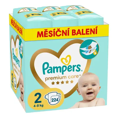 PAMPERS Premium Care plenky velikost 2 Mini 4-8kg měsíční balení 224ks