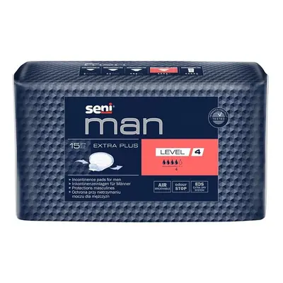 SENI MAN EXTRA PLUS LEVEL 4 VLOŽKY PRO MUŽE, BALENÍ Á 15KS, VELIKOST 27 X 22,5