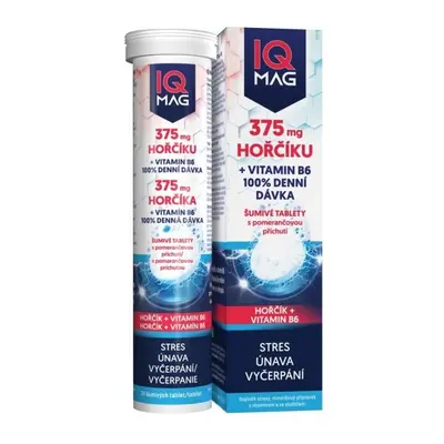 IQ Mag 375mg hořčíku+vitamin B6 pomerančové šumivé tablety 20ks