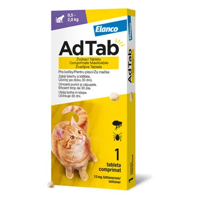 AdTab 12mg žvýkací tablety pro kočky 0.5-2kg 1ks