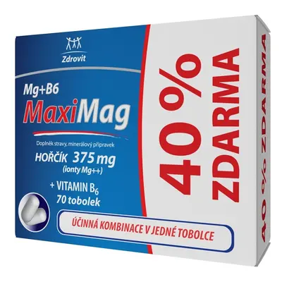 MaxiMag Hořčík 375mg+B6 40% ZDARMA 70 tobolek