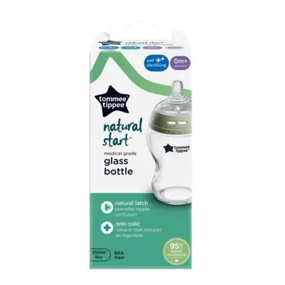 Tommee Tippee Natural Start Skleněná samosterilizační kojenecká lahev 0m+ 250ml