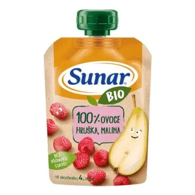 Sunar BIO ovocná kapsička hruška, malina 4m+, 100 g