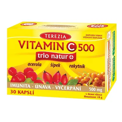 TEREZIA Vitamin C 500mg trio natur+ 30 kapslí