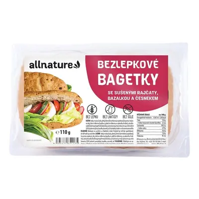 Allnature Bezlepkové bagetky se sušenými rajčaty, bazalkou, česnekem 110g