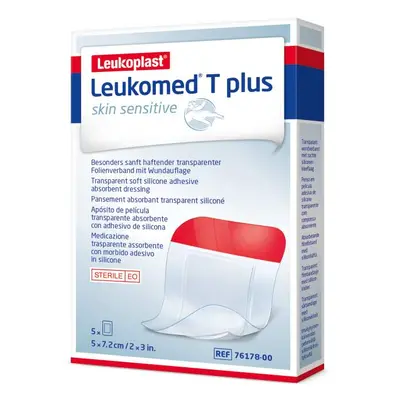 Leukomed T Plus Skin Sensitive 5x7.2cm 5ks náplast s polštářkem