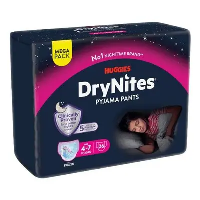 DryNites natahovací kalhotky na noc pro dívky MEGA pack 4-7 let / 17-30kg / 26ks