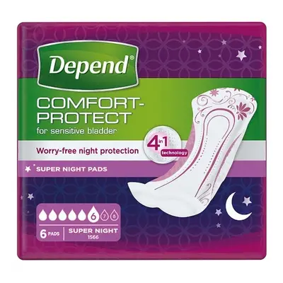 Depend Pads Super Plus Night inkontinenční vložky ženy 6 ks