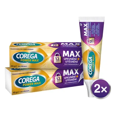 Corega Power Max Upevnění + Utěsnění fixační krém na zubní protézu 40g - balení 2 ks