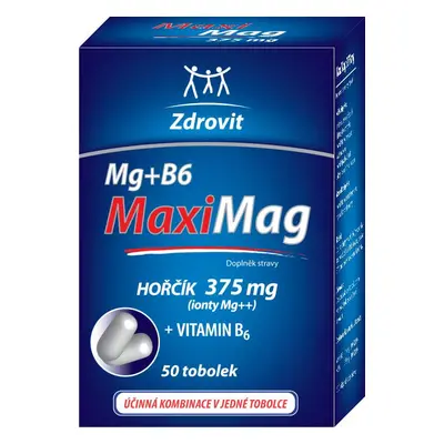 MaxiMag Hořčík 375mg+B6 50 tobolek