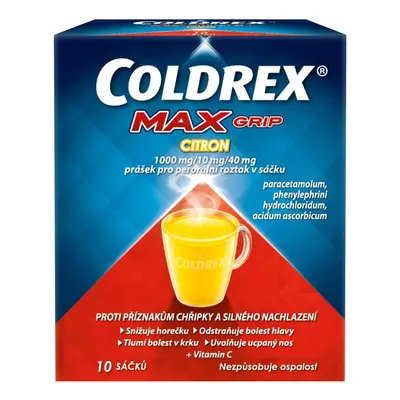 COLDREX MAXGRIP CITRON 1000MG/10MG/40MG POR PLV SOL SCC 10 II