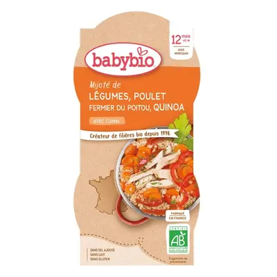 BABYBIO zelenina-kuřecí maso-quinoa 12m+ 2x200g