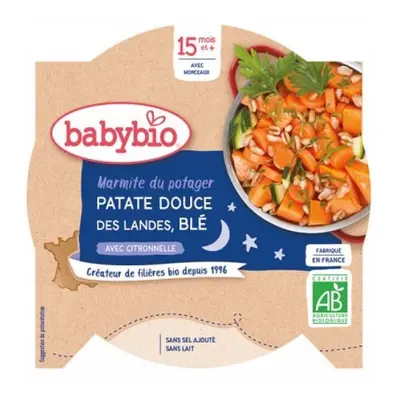 BABYBIO večerní menu sladký brambor, mrkev, cuketa 15m+ 260g