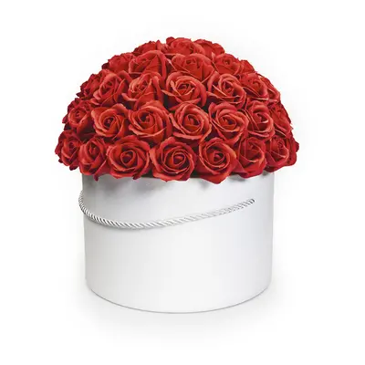 Happylu.cz Flower box červených mýdlových růží - DELUXE - 72 až 80 růží Barva flower boxu: Bordo