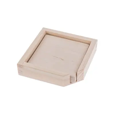 FK Dřevěná krabička na podtácky + 6 podtácků - Přírodní 12x12x3 cm