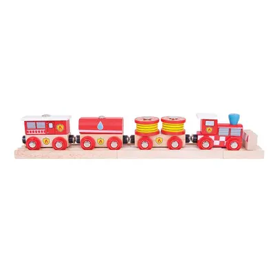 Bigjigs Rail Dřevěný hasičský vlak + 3 koleje