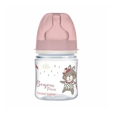 Canpol babies Lahev se širokým hrdlem BONJOUR PARIS 120ml růžová