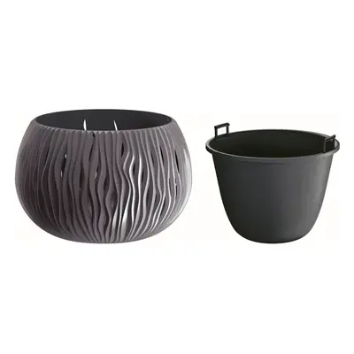 PRO Květináč s vkladem SANDY BOWL antracit 29cm