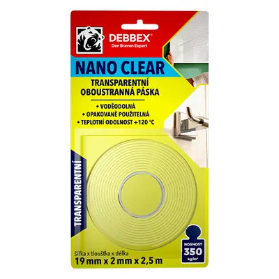 Debbex Oboustranná páska NANO CLEAR 1,9x2,5 m