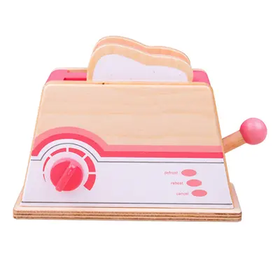 Bigjigs Toys Dřevěný hrací toaster, růžový