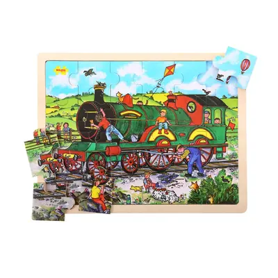 Bigjigs Toys Dřevěné puzzle - Vlak 24 dílků