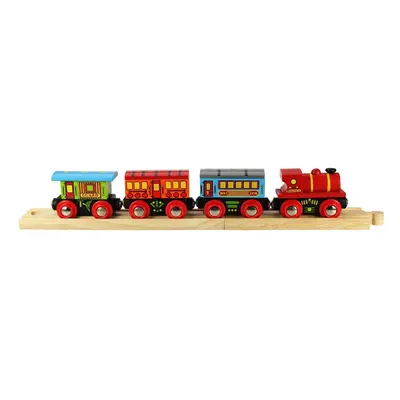 Bigjigs Rail Dřevěný osobní vlak + 2 koleje