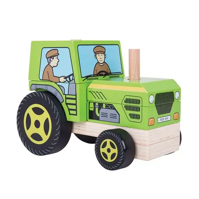 Bigjigs Toys Dřevěný nasazování traktor