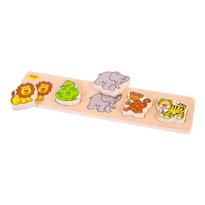 Bigjigs Toys Dřevěné vkládací puzzle safari