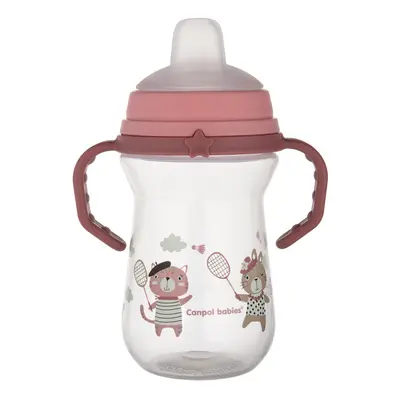 Canpol babies Hrneček se silikonovým pítkem FirstCup BONJOUR PARIS 250ml růžový