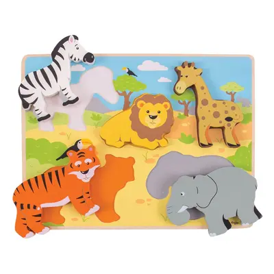 Bigjigs Toys Dřevěné hrubé vkládací puzzle - Safari