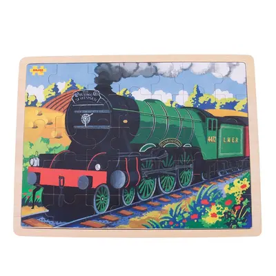 Bigjigs Toys Dřevěné puzzle - Historický vlak Flying Scotsman, 35 dílků