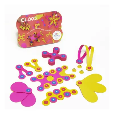 4L CLIXO: Magnetické bloky CREW PACK RŮŽOVÁ/ŽLUTÁ, 30 ks