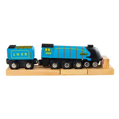 Bigjigs Rail Dřevěná replika lokomotivy Mallard + 3 koleje