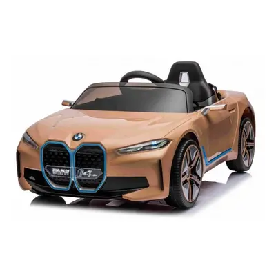 Mamido Elektrické autíčko BMW i4 Zlaté 12V7Ah EVA kola ECO Kůže