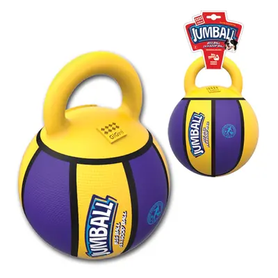 GiGwi Jumball Basketball míč s rukojetí žluto-fialový, 20cm