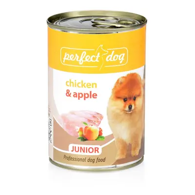 Konzerva pro štěňata Perfect Dog Junior Chicken&Apple (kuře&jablka), 400g