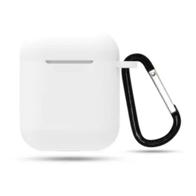 Silikonové pouzdro pro Airpods 1 a 2 s karabinou - Bílá