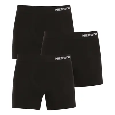 3PACK pánské boxerky Nedeto bezešvé bambusové černé (3NDTB001S)