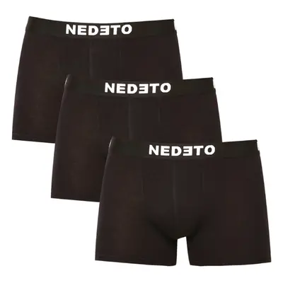 3PACK pánské boxerky Nedeto černé (3NDTB001-brand)