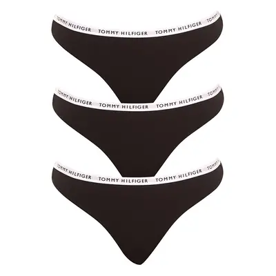 3PACK dámská tanga Tommy Hilfiger černá (UW0UW02829 0R7)