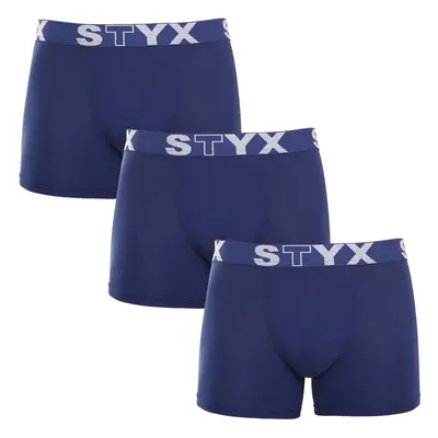 3PACK pánské boxerky Styx long sportovní guma modré (3U968)