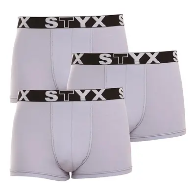 3PACK pánské boxerky Styx sportovní guma šedé (G10676767)