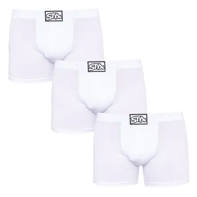 3PACK pánské boxerky Styx long klasická guma bílé (3F1061)