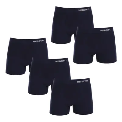 5PACK pánské boxerky Nedeto bezešvé bambusové modré (5NDTB002S)